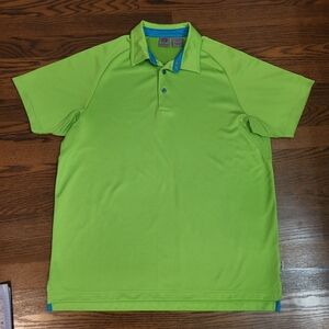 EUC Men's Bright Green Polyester Snake Eyes Dry-18 Golf Athletic Polo Shirt L